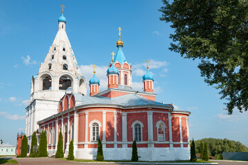 Fototapeta na wymiar Church of the Tikhvin Icon of the Mother of God with a bell tower on a sunny June morning, Kolomna