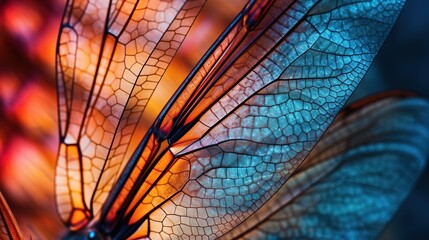 Closeup of a dragonfly's wing against a bright background