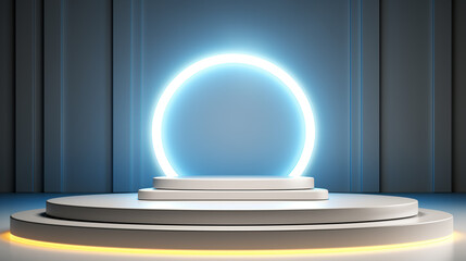 Obraz premium 3D Neon Podium for Product Presentation