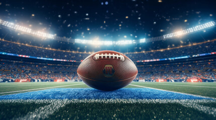 rugby ball flying through the air in a station