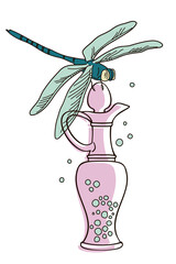 dragonfly on vintage perfume bottle