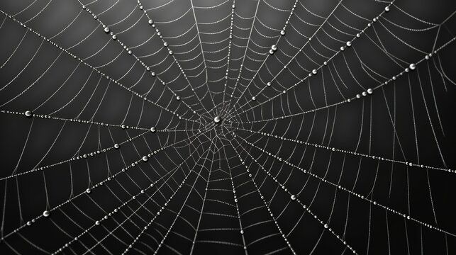 Closeup of the complex structure of a spider's web