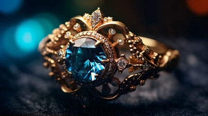 closeup of decorative jewelry ring antique luxury design