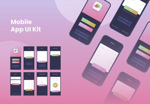 Mobile App UI, UX, GUI Screens Including as Create Account, Sign In, Sign Up.