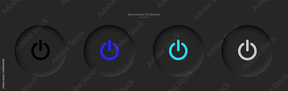 Wall mural user interface elements for mobile devices in the style of neumorphism, ui, ux. a set of four depres