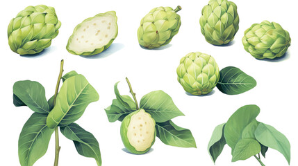 Obraz premium cherimoya in Watercolor with Generative AI 