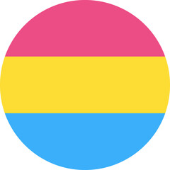 Pansexual round flag. LGBT pride graphic symbol. Png illustration.