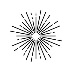 Obraz premium Vintage Sunburst icon vector. Explosion Hand drawn illustration sign. Elements Fireworks. Black Rays.
