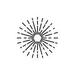 Obraz premium Vintage Sunburst icon vector. Explosion Hand drawn illustration sign. Elements Fireworks. Black Rays.