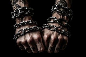 Fototapeta na wymiar Strong Bonds Male Hands Wrapped in a Symbolic Chain. AI