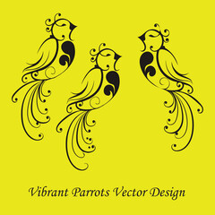 Vibrant Parrots Vector Design - This vibrant parrots vector design bursts with colors and radiates the lively spirit of these tropical birds. 