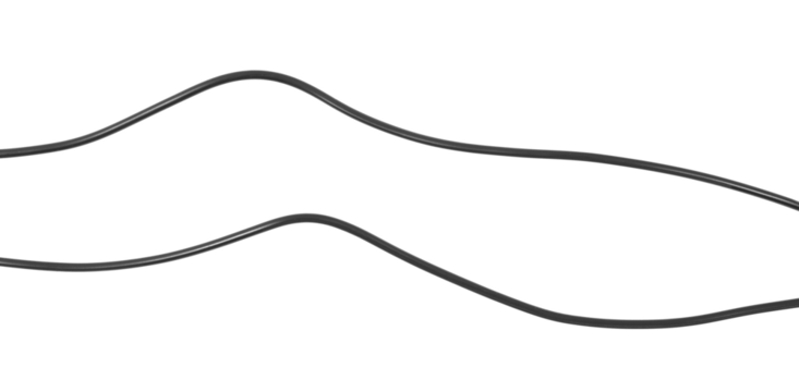 Black cables, wires isolated on white, with clipping path - Powered by Adobe
