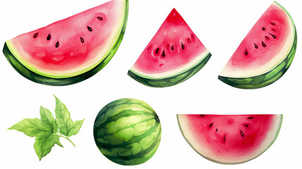 Wassermelone, watermelon in Watercolor, Generative AI