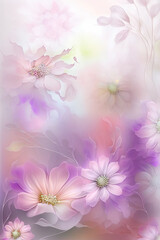 Obraz na płótnie Canvas Generative AI illustration of beautiful flowing colorful, wispy calming floral flower background