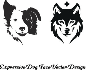 Expressive Dog Face Vector Design - This expressive dog face vector design captures the heart and soul of our loyal canine companions. 