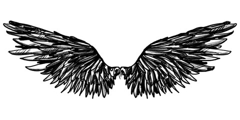 Hand drawn fantasy wings (symmetric) (pencil)