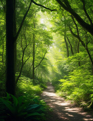 Obraz premium sun rays in the forest