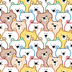 Seamless Pattern of Hand Drawn Cute Cartoon Bear Design
