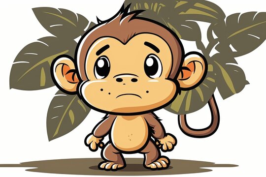 melancholic cartoon monkey with droopy eyes. Generative AI