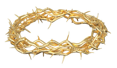 Gold crown of thorns on transparency background. Png transparency