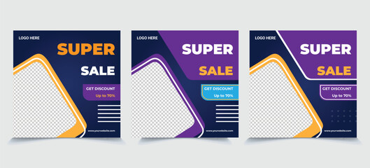 Super Sale Social Media Post Design. Editable Minimal Square Banner Template. Social Media Post and Web Ads.