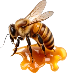 Fotobehang Bij bees and honeycomb, isolated on transparent background cutout. generative ai