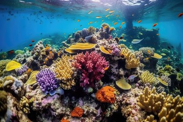 Fototapeta na wymiar Vibrant Coral Reef Colorful Coral Colony