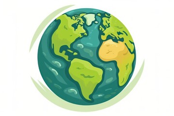 Abstract earth globe with continents and oceans. World or planet icon. Colored flat illustration isolated on white background.Generative AI