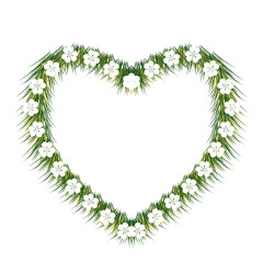 heart of green leaves and white flower