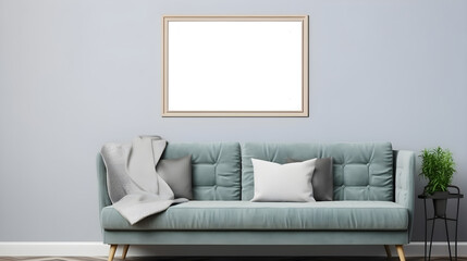 Living room with a mockup painting frame (Generative AI)