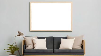 Living room with a mockup painting frame (Generative AI)
