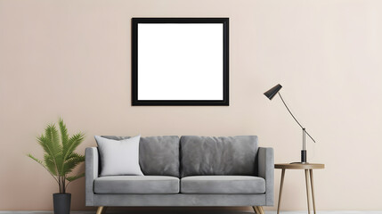 Living room with a mockup painting frame (Generative AI)