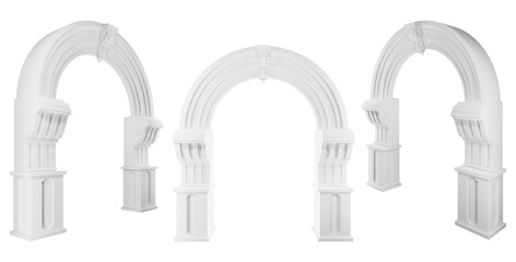 classic arch door isolated on white background PNG 3d rendering.