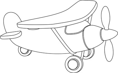A cartoon aeroplane or airplane plane coloring book illustration