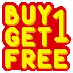Cartoon Buy 1 Get 1 Free Banner Ilustration.