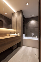 Fototapeta na wymiar Classic style interior of bathroom in luxury house. AI generated
