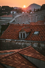 Sunset Over the Roofs of Dubrovnik Old Town - Croatia