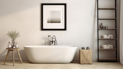 Obraz na płótnie Canvas Frame mockup in Bathroom, Mockups Design 3D, HD