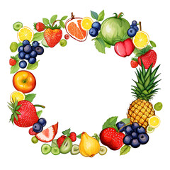 Frame of summer fruits based on generative AI