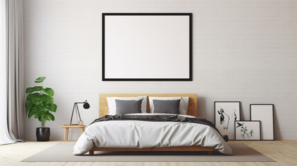 Frame mockup in Bedroom, Mockups Design 3D, HD