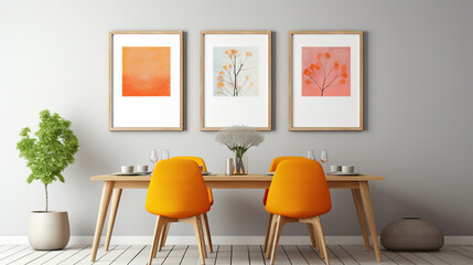 Frame mock up in Dining Room Modern, Mockups Design 3D, HD