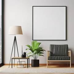 Frame mock up in living room, Mockups Design 3D, HD