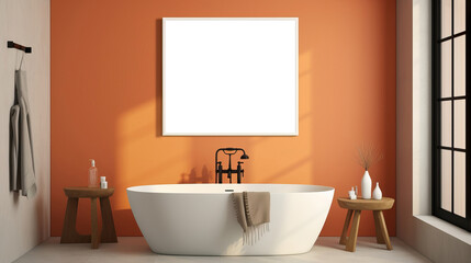 Fototapeta na wymiar Mock up poster frame in Bathroom, Mockups Design 3D, HD