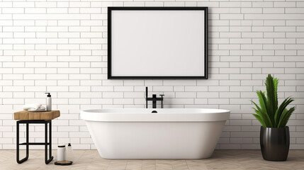 Mock up poster frame in Bathroom, Mockups Design 3D, HD