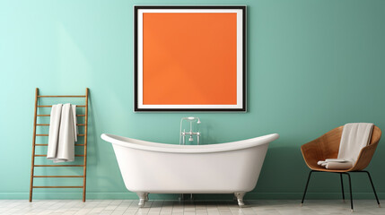 Obraz na płótnie Canvas Mock up poster frame in Bathroom, Mockups Design 3D, HD