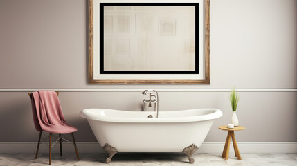 Fototapeta na wymiar Mock up poster frame in Bathroom, Mockups Design 3D, HD