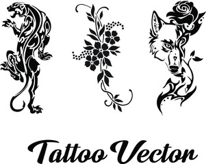 Intricate Tattoo Vector Design - Unleash your inner edge with this captivating tattoo vector design. Featuring intricate patterns, bold lines,