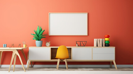 Mockup poster frame in Childrens Study, Mockups Design 3D, HD