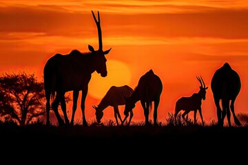 Fototapeta na wymiar Safari Sunset Savanna Twilight
