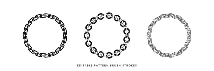 Set of chain pattern brushes round shape editable template